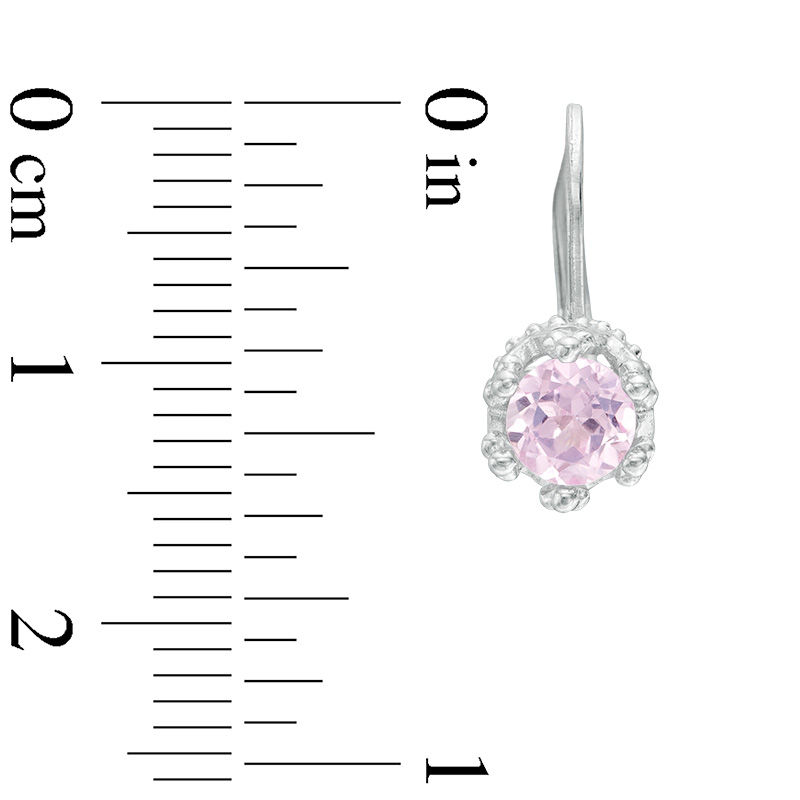 5.0mm Lab-Created Pink Sapphire Crown Drop Earrings in Sterling Silver