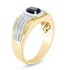 Thumbnail Image 2 of Oval Blue Sapphire and 1/4 CT. T.W. Diamond Ring in 10K Two-Tone Gold