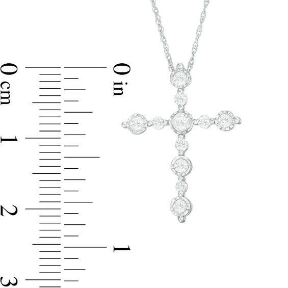 1/3 CT. T.w. Diamond Cross Pendant in 10K White Gold