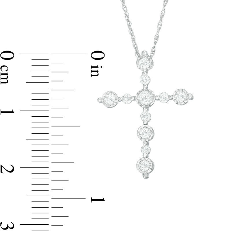 Main Image 2 of 1/3 CT. T.W. Diamond Cross Pendant in 10K White Gold