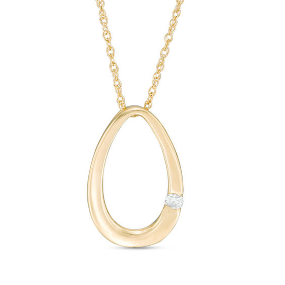 Diamond Accent Oval Pendant in 10K Gold Zales