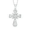 Thumbnail Image 1 of 1/5 CT. T.W. Diamond Heart Cross Pendant in 10K White Gold