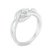Thumbnail Image 2 of 1/10 CT. T.W. Diamond Layered Crossover Ring in Sterling Silver