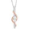 Thumbnail Image 1 of Ever Us® 7/8 CT. T.W. Two-Stone Diamond Linear Swirl Pendant in 14K Two-Tone Gold - 19"