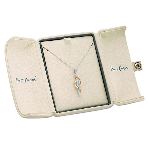 Ever UsÂ® 7/8 CT. T.w. Two-Stone Diamond Linear Swirl Pendant in 14K Two-Tone Gold - 19"