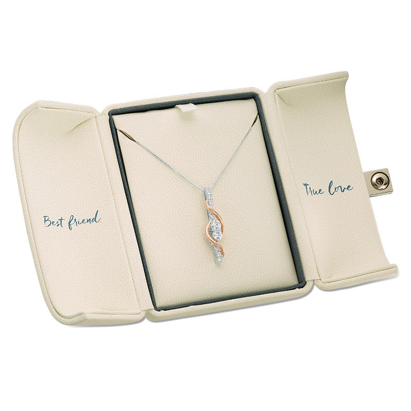 Main Image 2 of Ever Us® 7/8 CT. T.W. Two-Stone Diamond Linear Swirl Pendant in 14K Two-Tone Gold - 19"