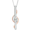 Thumbnail Image 3 of Ever Us® 7/8 CT. T.W. Two-Stone Diamond Linear Swirl Pendant in 14K Two-Tone Gold - 19"