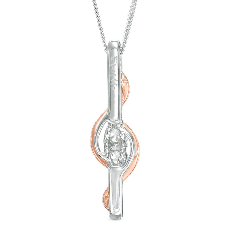 Main Image 3 of Ever Us® 7/8 CT. T.W. Two-Stone Diamond Linear Swirl Pendant in 14K Two-Tone Gold - 19"