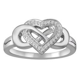 Couple's Diamond Accent Entwined Infinity with Heart Ring (2 Lines)