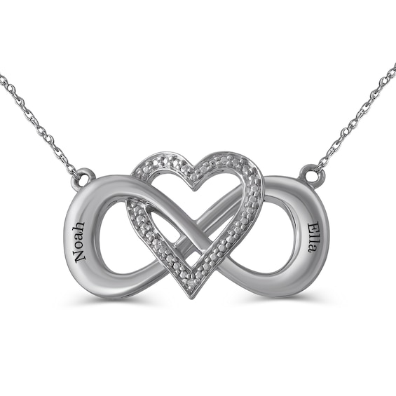 Couple's Diamond Accent Heart and Infinity Necklace (2 Names)