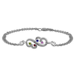 Personalized Bracelets Create Your Own Zales Open Hearts Family By Jane Seymour Birthstone Bracelet In Sterling Silver 4 Stones And