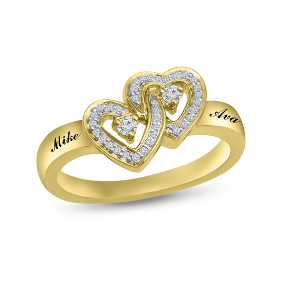 Couple's 1/8 CT. T.w. Diamond Promise Ring (2 Lines)