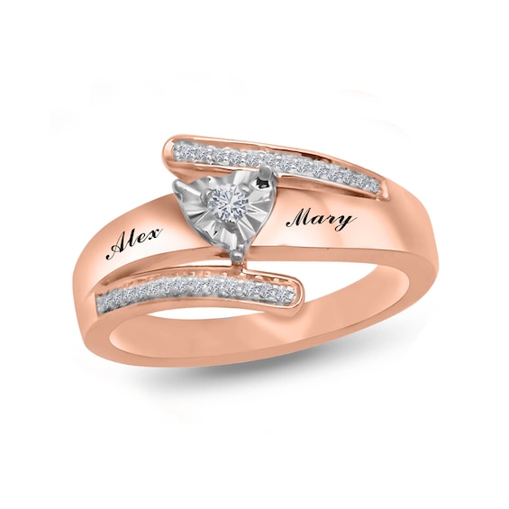 Couple's 1/10 CT. T.w. Diamond Heart Promise Ring (2 Lines)