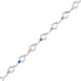 Mother's Engravable Birthstone Bracelet (3-10 Stones and Names) - 7.75"