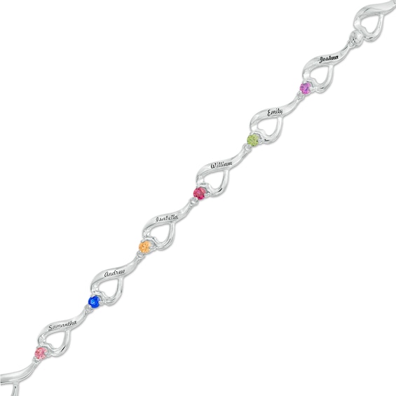 Mother's Engravable Birthstone Bracelet (3-10 Stones and Names) - 7.75"