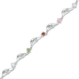 Mother's Engravable Birthstone Bracelet (3-10 Stones and Names) - 7.5"