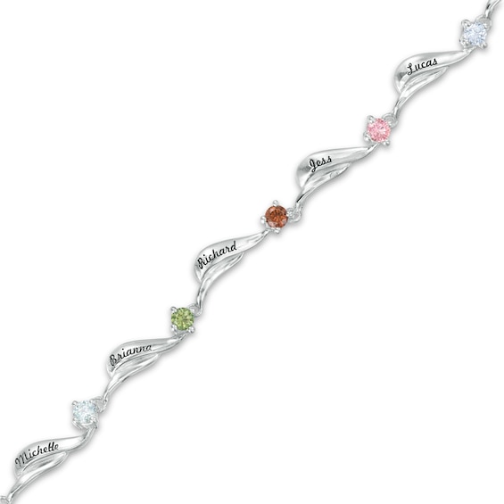 Mother's Engravable Birthstone Bracelet (3-10 Stones and Names) - 7.5"