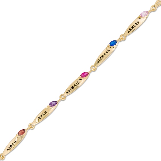 Mother's Engravable Marquise Birthstone Bracelet (2-8 Stones and Names) - 7.25"