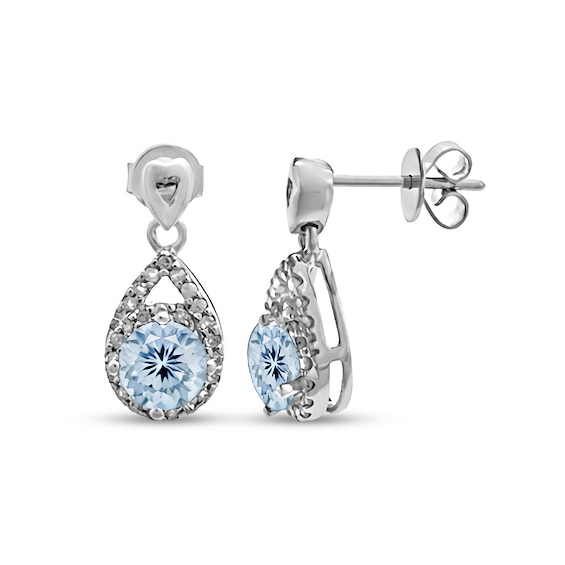 6.0mm Birthstone and Diamond Accent Teardrop Earrings (1 Stone)