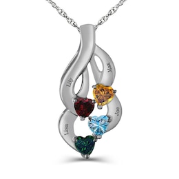 Mother's Heart-Shaped Birthstone Layered Family Pendant (1-4 Stones and Names)