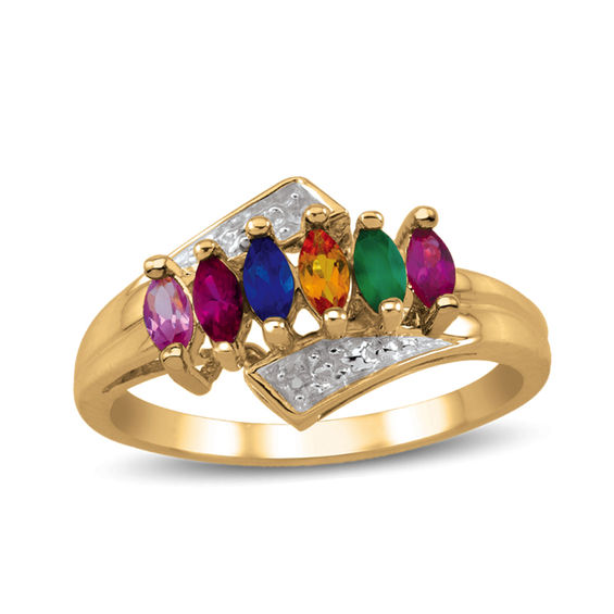 Mother's Marquise Birthstone Bypass Ring (3-7 Stones)