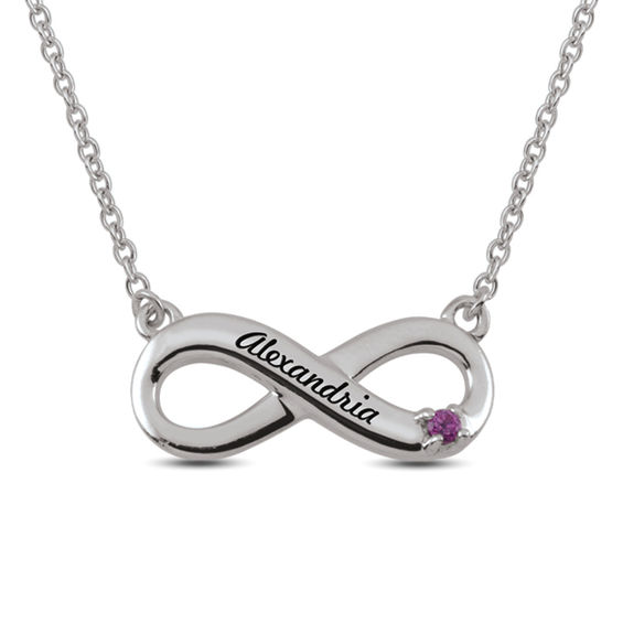 Birthstone Engravable Infinity Necklace 