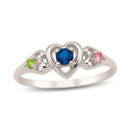 Mother's Birthstone Triple Heart Ring (3 Stones)