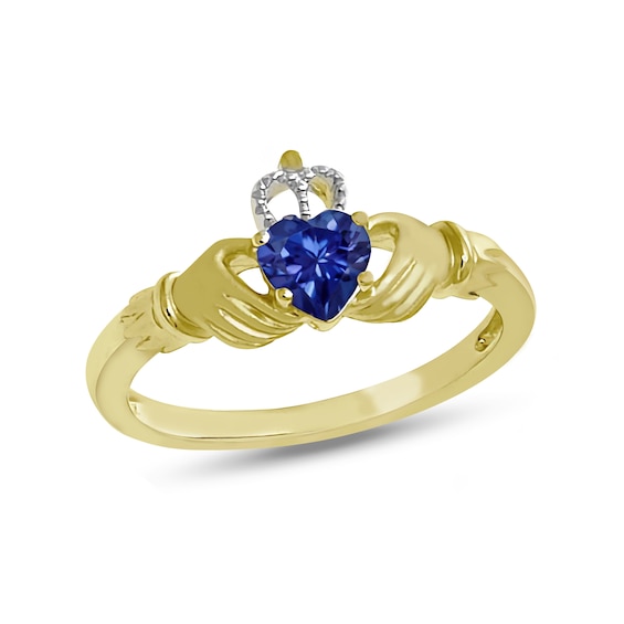 5.0mm Heart-Shaped Birthstone Claddagh Ring (1 Stone)