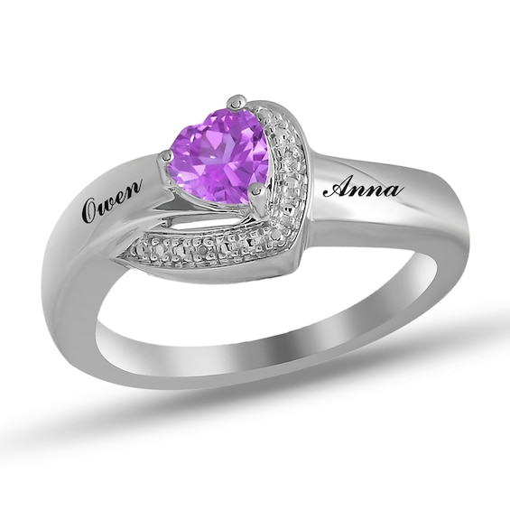 Diamond Accented 2 Stone Heart Birthstone Diamond Accented 2 Stone Heart Birthstone