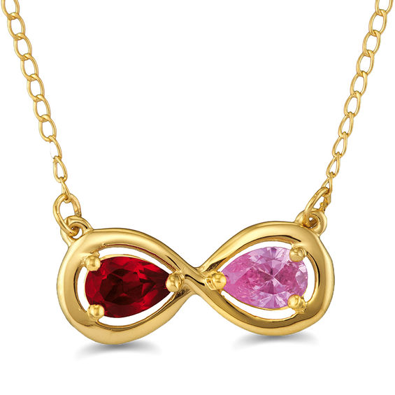 Interlocking Heart Pendant Necklace with Birthstones in Rose Gold Plating |  Forever My