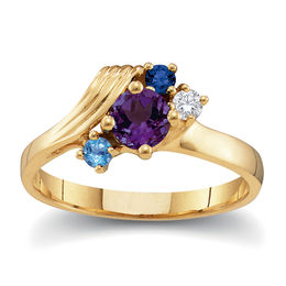 Mother's Birthstone Cluster Multi-Row "V" Ring (2-9 Stones)