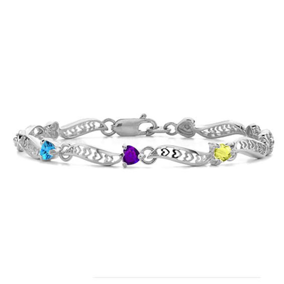 Zales Mother s 4.0mm Heart Shaped Birthstone Cutout Swirl Link