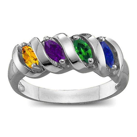 Mother's Marquise Cascading Ribbon Ring (2-6 Stones)