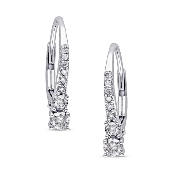 1/3 CT. T.w. Diamond Drop Earrings in 10K White Gold