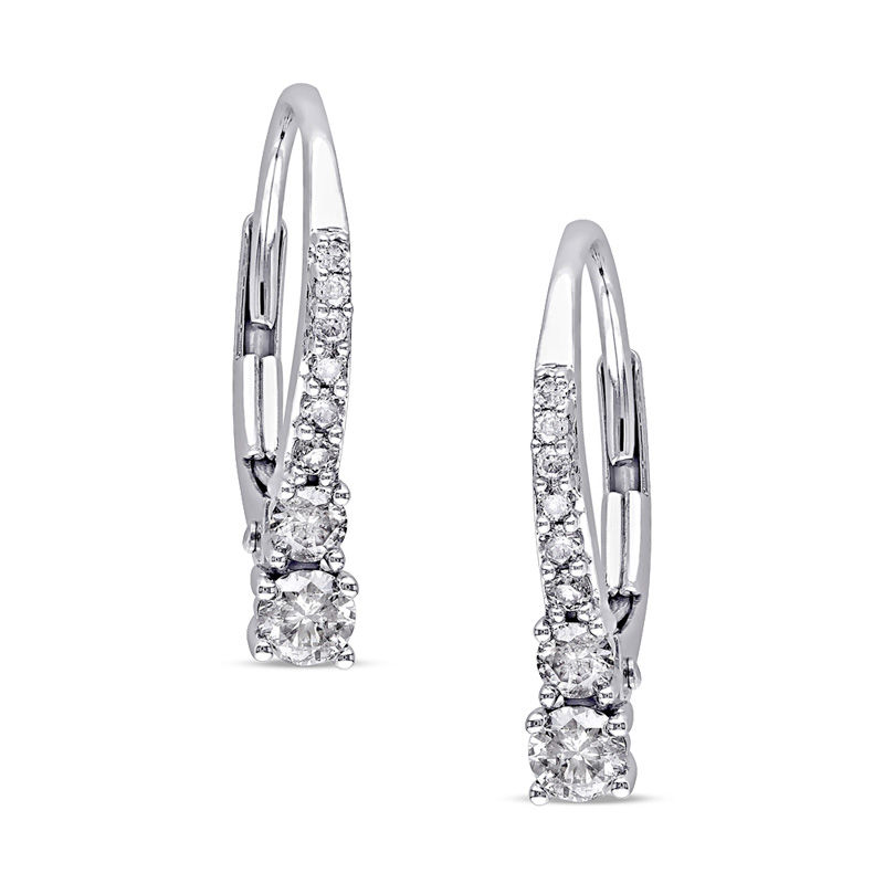 Main Image 1 of 1/3 CT. T.W. Diamond Drop Earrings in 10K White Gold