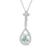 Thumbnail Image 0 of Oval Aquamarine and Diamond Accent Teardrop Pendant in 10K White Gold