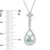 Thumbnail Image 1 of Oval Aquamarine and Diamond Accent Teardrop Pendant in 10K White Gold