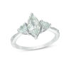 Thumbnail Image 0 of Marquise and Trillion-Cut Aquamarine Three Stone Ring in 10K White Gold