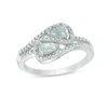 Thumbnail Image 0 of Oval Aquamarine and Diamond Accent Bypass Loop Ring in 10K White Gold