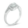 Thumbnail Image 1 of Oval Aquamarine and Diamond Accent Bypass Loop Ring in 10K White Gold