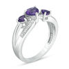 Thumbnail Image 1 of Heart-Shaped Amethyst and Diamond Accent Three Stone Ring in Sterling Silver