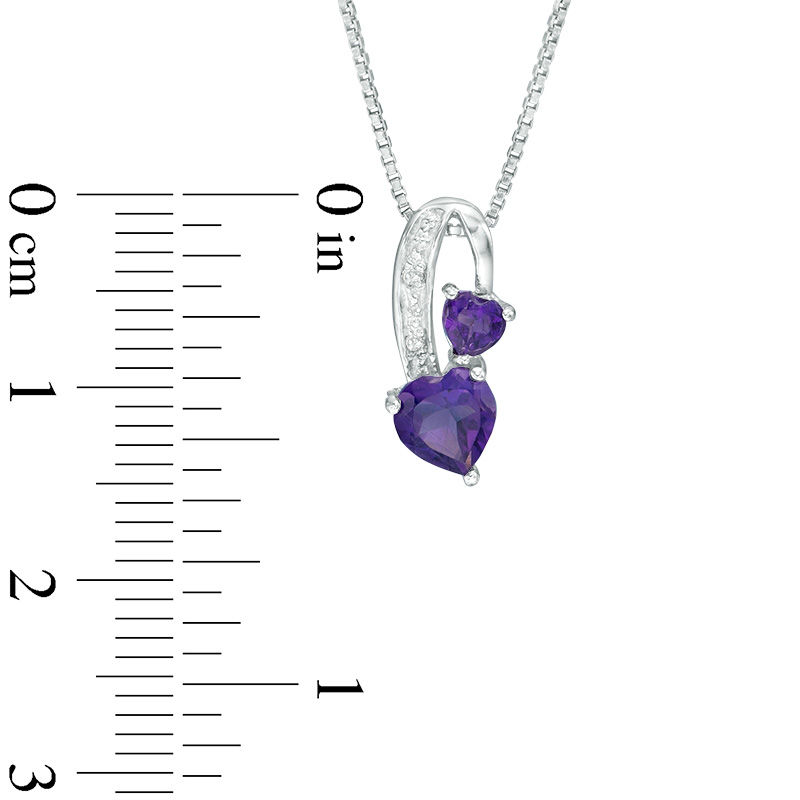 Heart-Shaped Amethyst and Diamond Accent Pendant in Sterling Silver