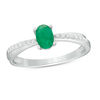 Thumbnail Image 0 of Oval Emerald and Diamond Accent Crossover Ring in Sterling Silver