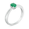 Thumbnail Image 1 of Oval Emerald and Diamond Accent Crossover Ring in Sterling Silver