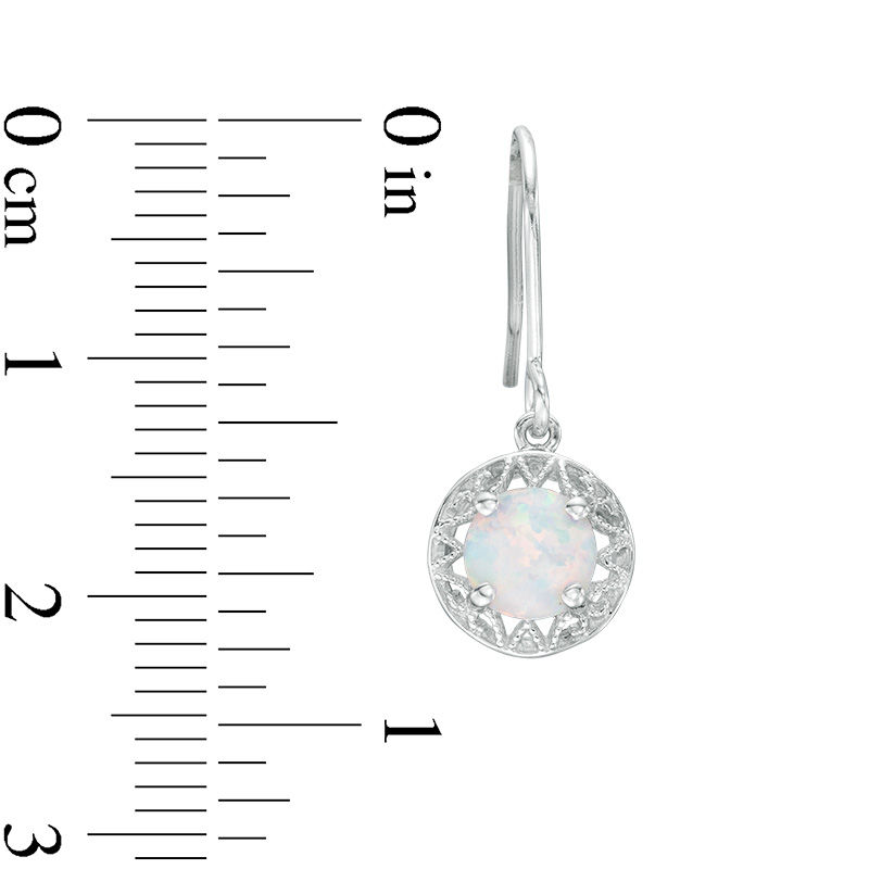 6.0mm Lab-Created Opal Drop Earrings in Sterling Silver
