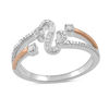Thumbnail Image 0 of Open Hearts by Jane Seymour™ 1/8 CT. T.W. Diamond Open Shank Ring in Sterling Silver and 10K Rose Gold