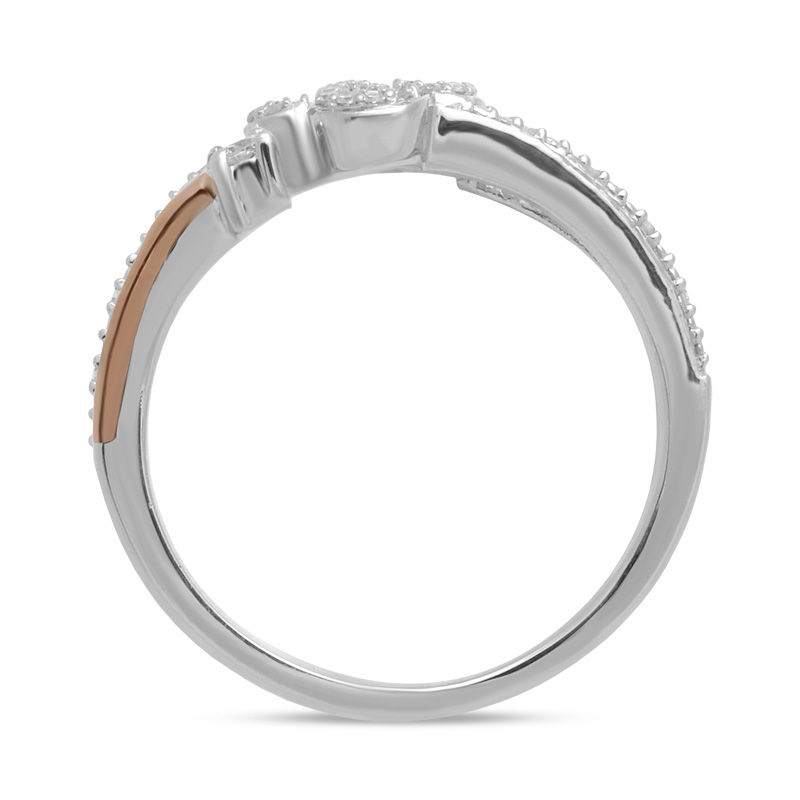 Open Hearts by Jane Seymour™ 1/8 CT. T.W. Diamond Open Shank Ring in Sterling Silver and 10K Rose Gold