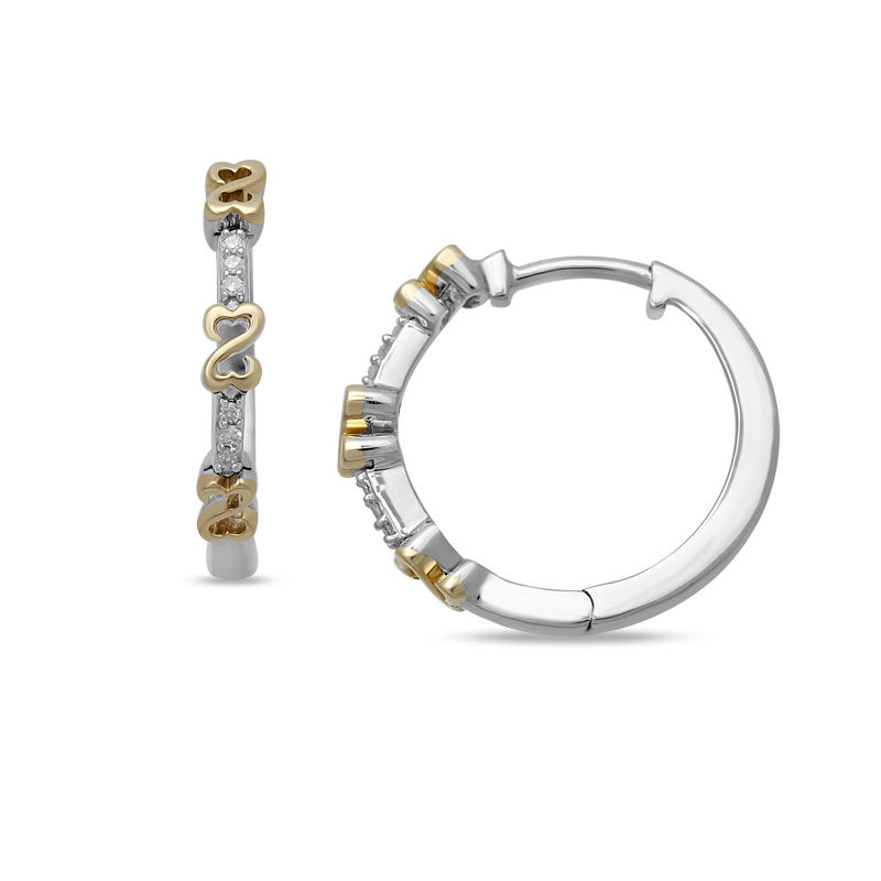 Main Image 1 of Open Hearts by Jane Seymour™ Diamond Accent Hoop Earrings in Sterling Silver and 10K Gold