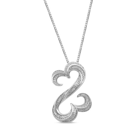 Open Hearts by Jane Seymourâ¢ 1/6 CT. T.w. Diamond Swirl Pendant in Sterling Silver