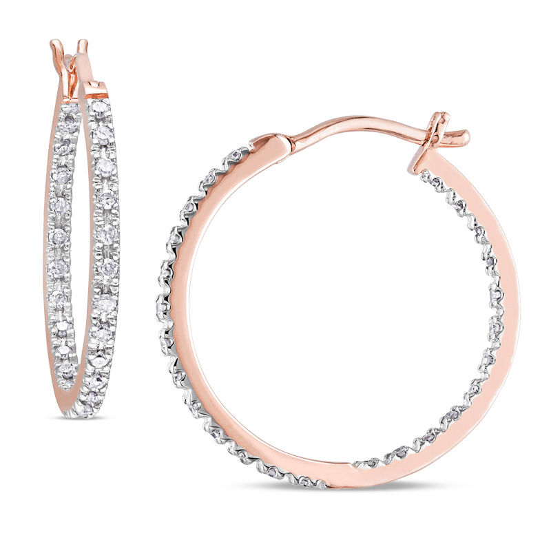1/4 CT. T.W. Diamond Inside-Out Hoop Earrings in 10K Rose Gold